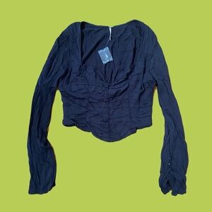 NWOT *extra button included* Free People Black Corset Long Sleeve